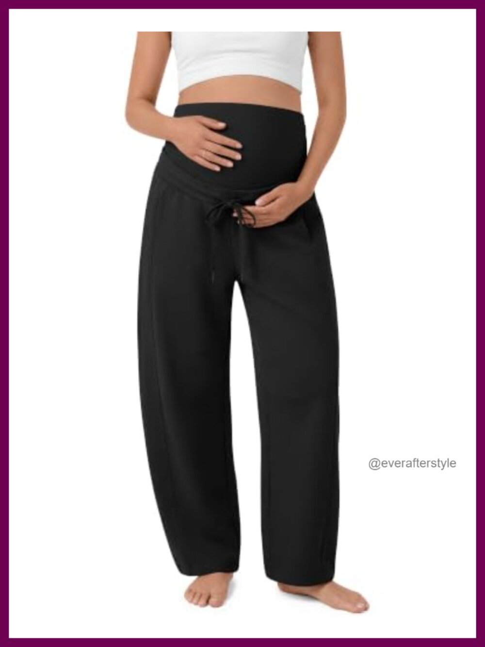 Maternity Barrel Leg Sweatpants High Waist Drawstring Lounge Pants